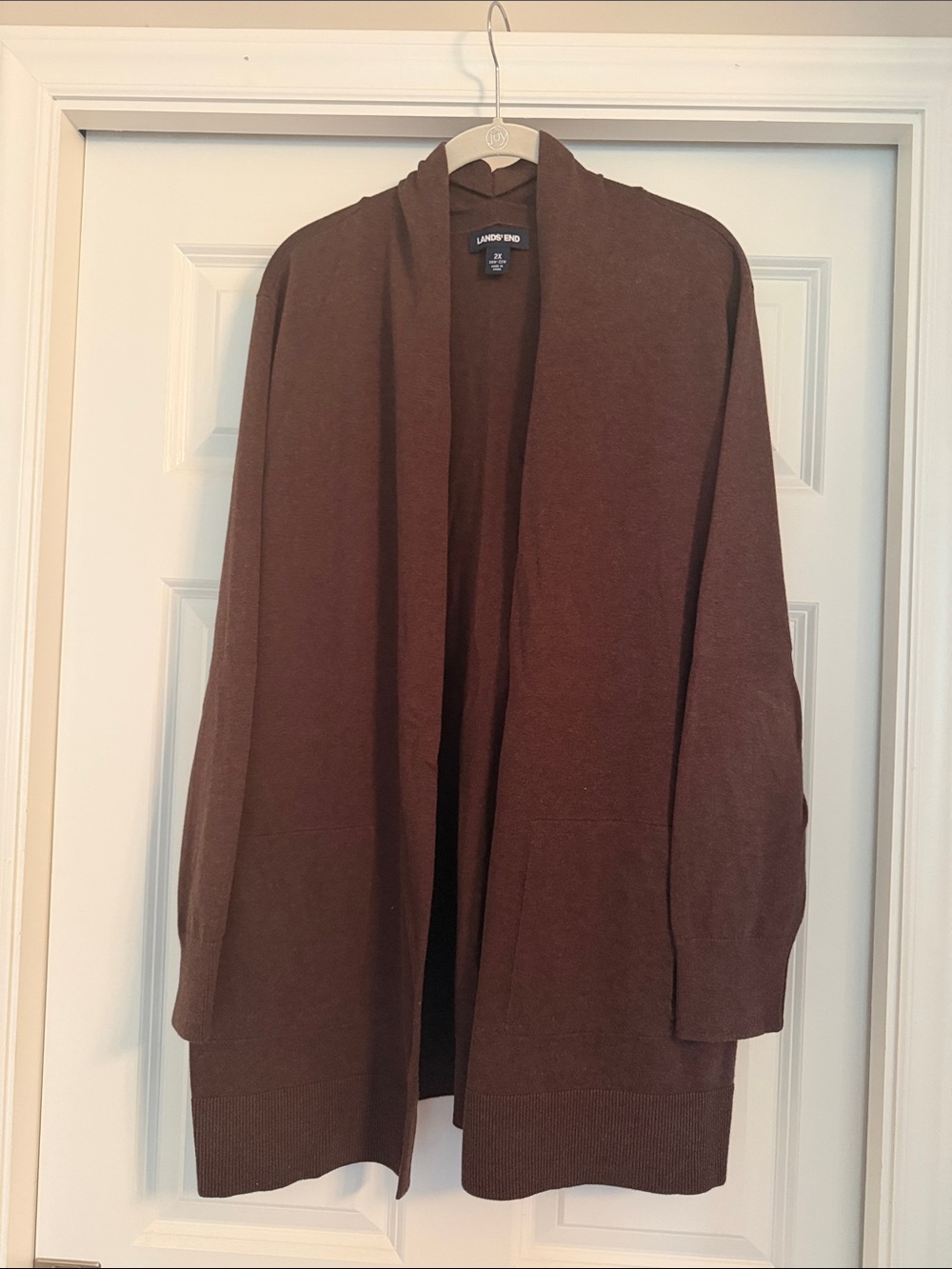 Lands' End Women’s Open-Front Brown Cardigan Sweater